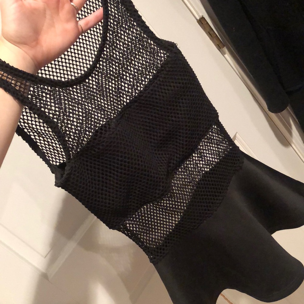 CHARLOTTE RUSSE BLACK MESH PEPLUM TOP